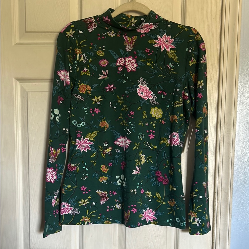 NWT Maeve by Anthropologie Floral Mockneck Longsleeved Top  Large